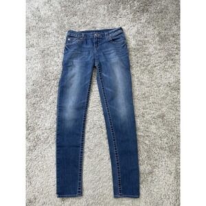 True Religion Jeans Girls 14 Blue Skinny Stretch Flap Pocket Horseshoe Buddha